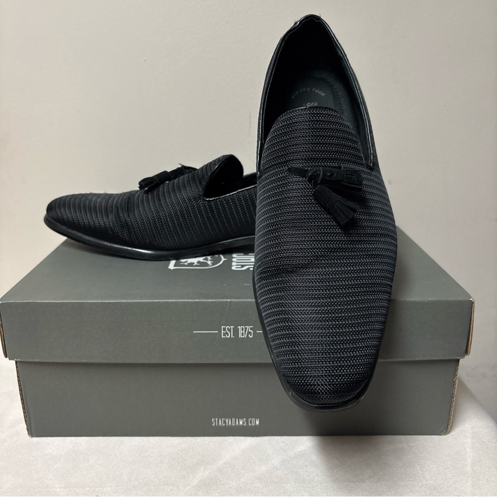 Men’s Stacy Adam’s Slip On Black Loafers Leather Lining In size 11 M